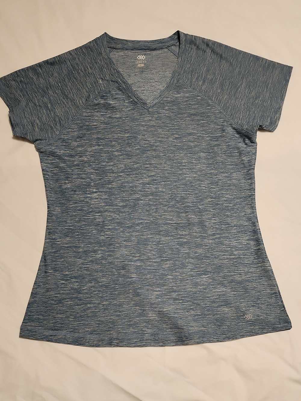 Women's Blue Heather V-Neck Active Tee